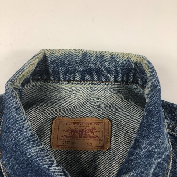 VTG 80s Levi's Jean Jacket Adult Large Blue Acid Wash Trucker Faded Denim USA - Picture 6 of 16